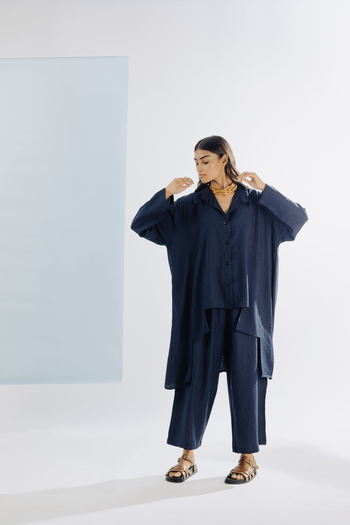 MIDNIGHT BLUE CO LINEN CORD SET
