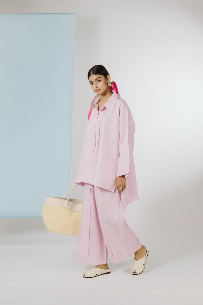 FLAMINGO PURE LINEN CORD SET by Wild Mango India
