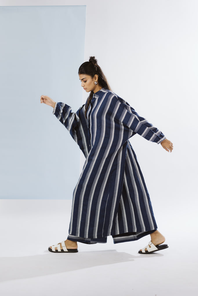NAVY STRIPED FLOW LINEN CORD SET