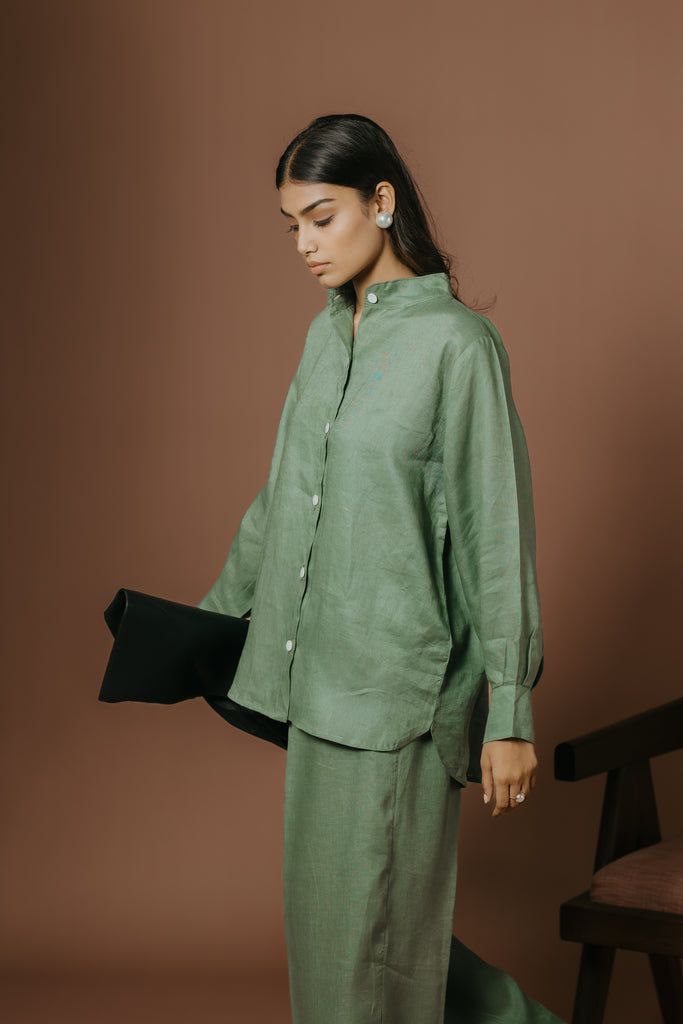 OLIVE GREEN PURE LINEN CORD SET