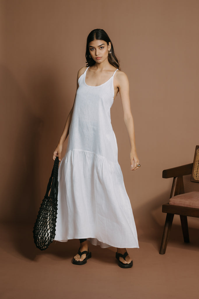 LONG IVORY SLIP DRESS